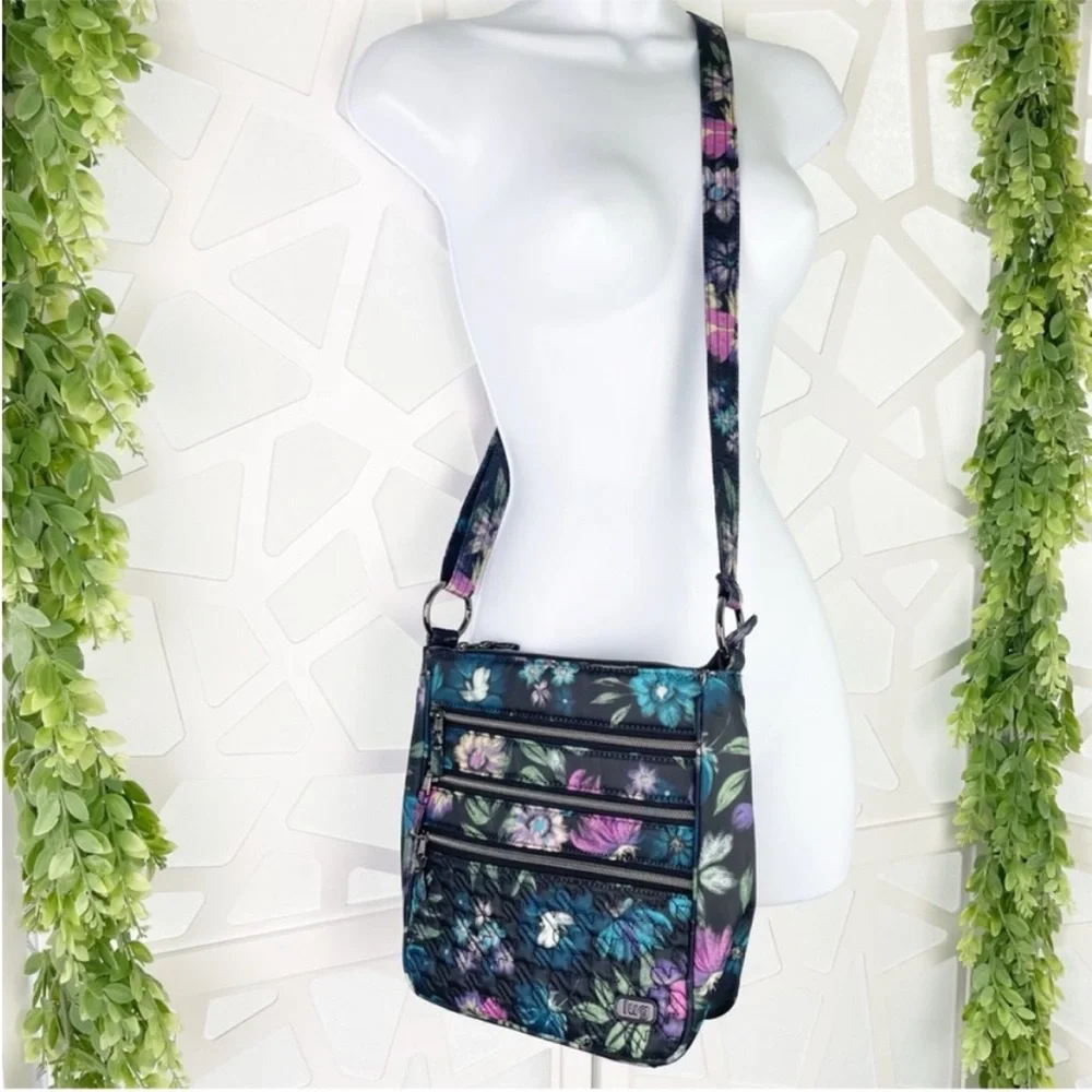 Lug Breezer Bloom Black RFID Crossbody Travel Organizer Bag Excellent Condition
